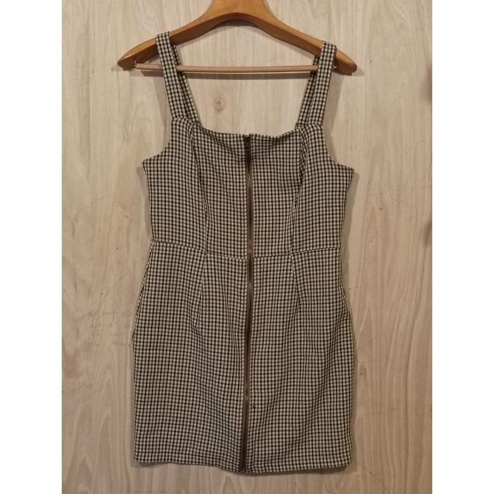 Kingston Grey‎ Y2K Full Zip Jumper Dress Women's Size Large Mini Plaid Dress.